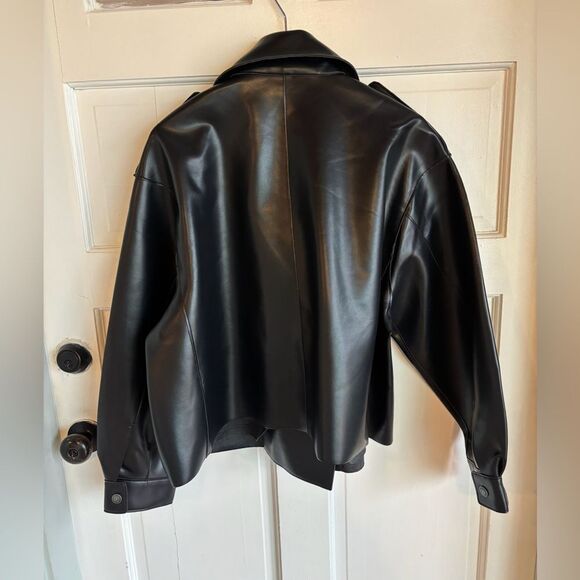 Nwt free people we the free Alexis vegan leather black jacket - Picture 5 of 9